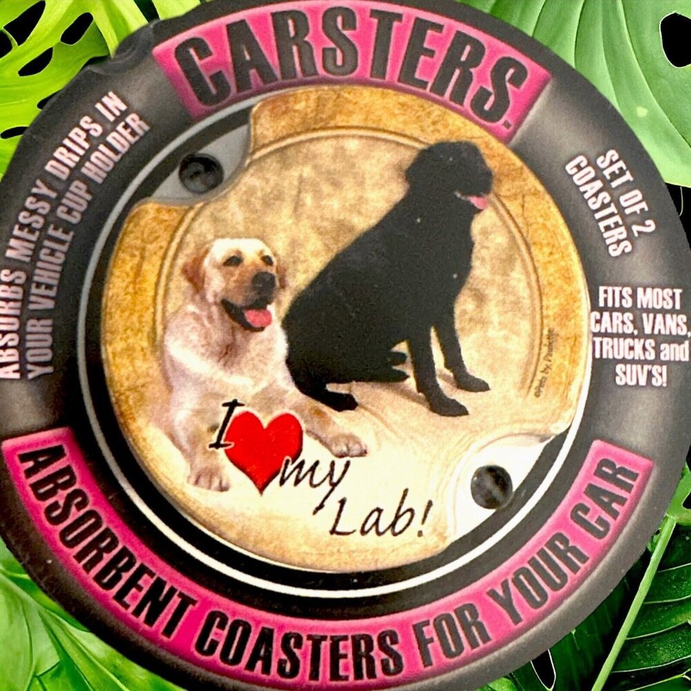 NEW-2Pack  I Love My Lab! Dog Labrador Absorbent Stone CAR Coasters by Carsters